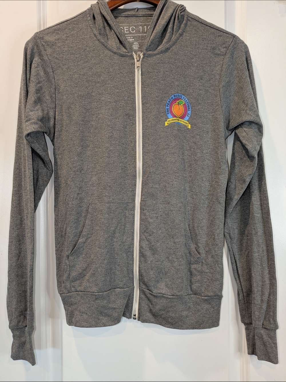 The Peach Music Festival 2022 10th Anniversary Zip Hoodie Gray Size Small